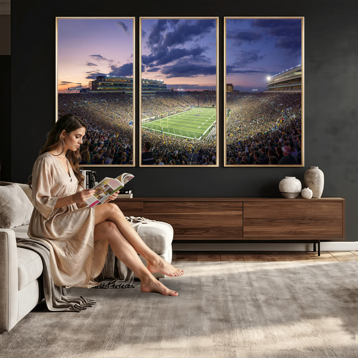 50825-MGV-CV-36X24 - Notre Dame Fighting Irish Football Team Print, Notre Dame Stadium Wall Art Canvas Print