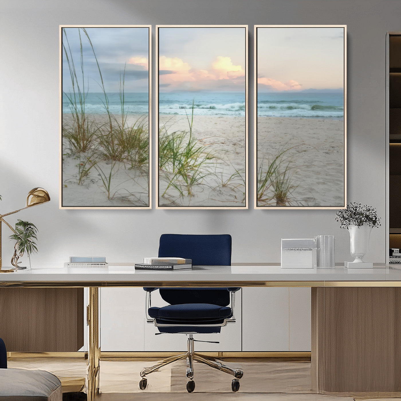 MGV-FC-48X32-3P - Flight Over Coastal Beach Landscape, Flight Over Coastal Beach Print Canvas Wall Art
