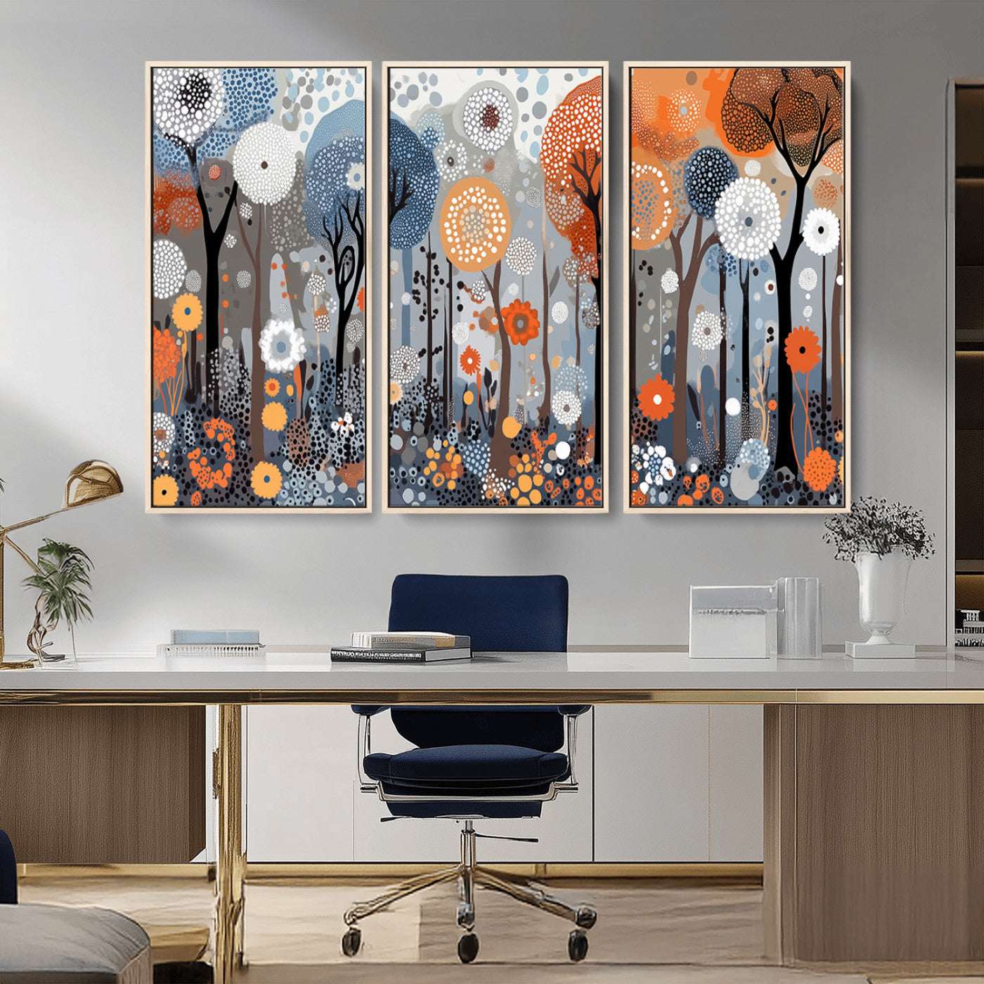 MGV-FC-48X32-3P - Abstract Winter Landscape Canvas Wall Art Print - Large Colorful Nature Wall Decor
