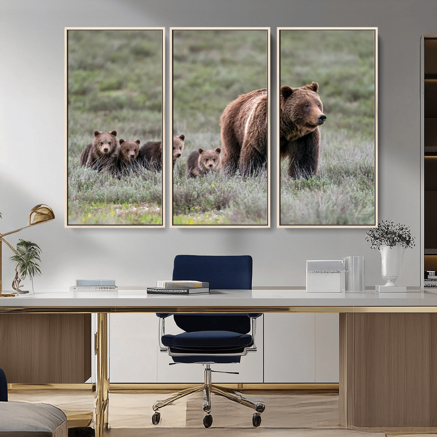 MGV-FC-48X32-3P - Wildlife Photography of 399 Grizzly Bear Cubs | Queen of the Tetons Canvas Wall Art Print