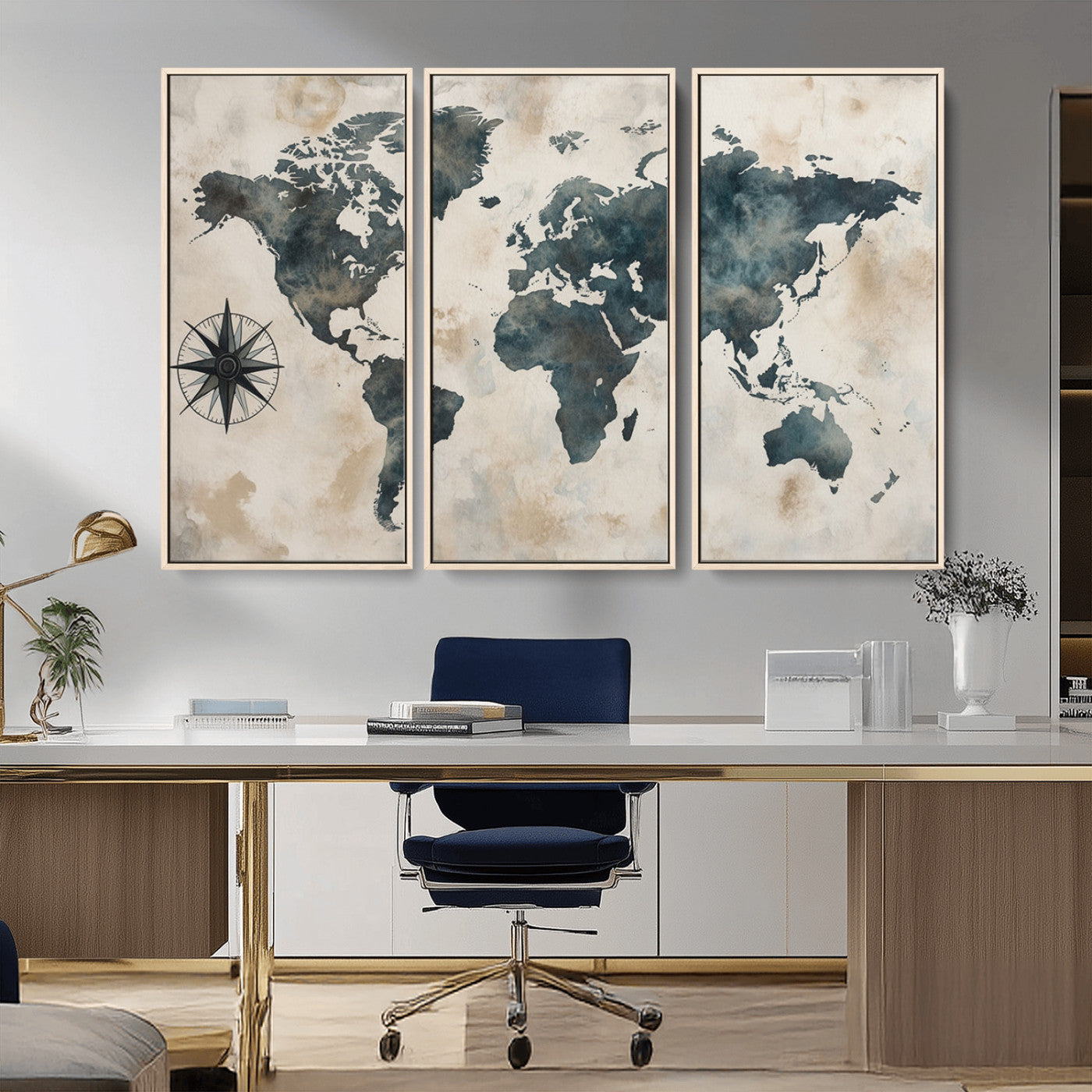 MGV-FC-48X32-3P - Push Pin World Map Canvas Print – Framed Wall Art for Couples to Track Their Travels – Anniversary
