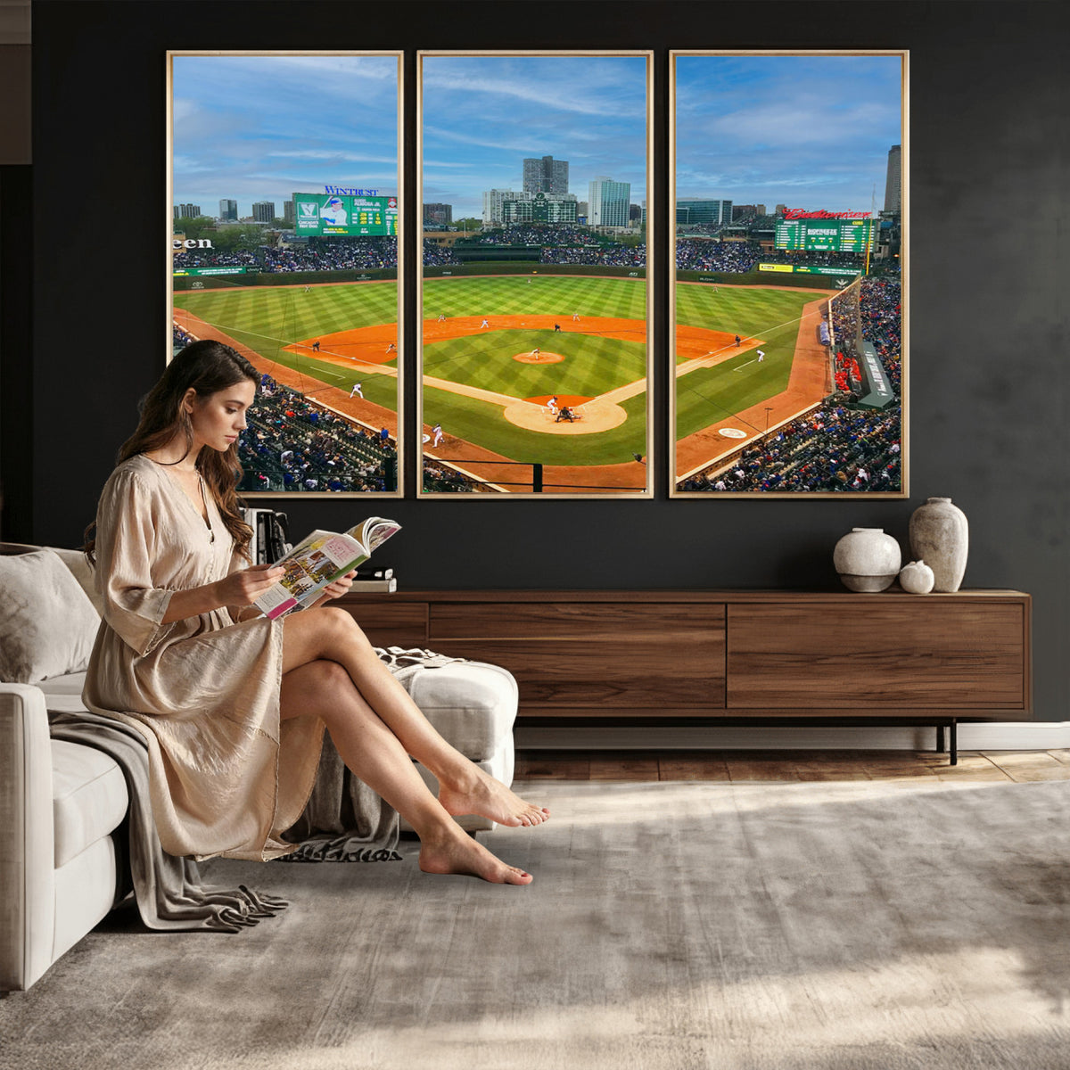 86839-MGV-CV-36X24 - Wrigley Field Chicago Cubs Panoramic Canvas Print