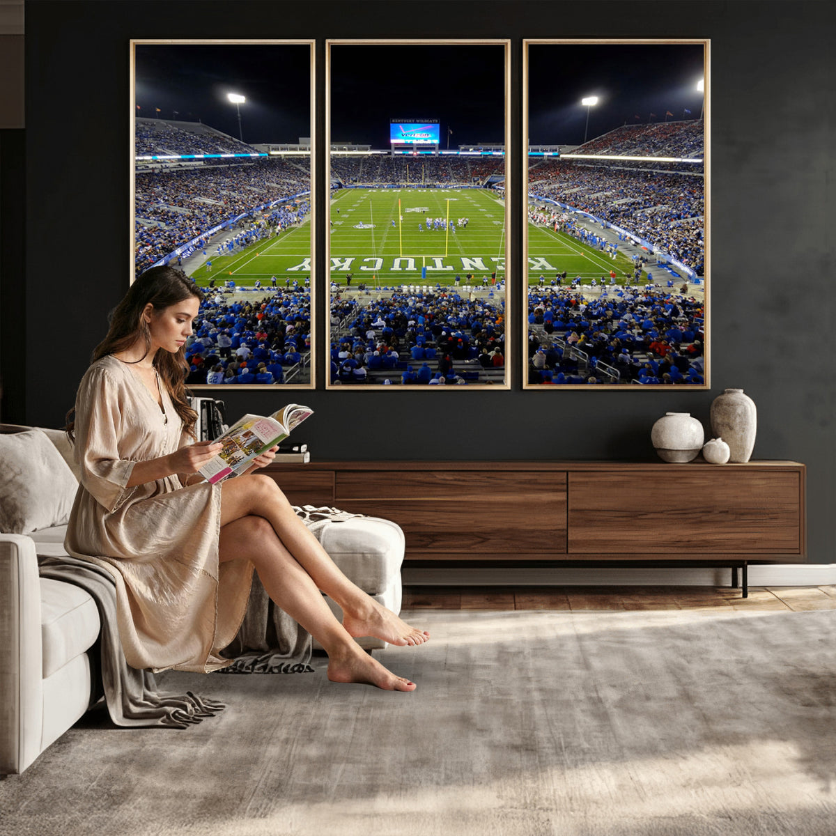 14304-MGV-CV-36X24 - Kroger Field Canvas Wall Art, Kentucky Stadium Wall Art, Framed and Ready to Hang