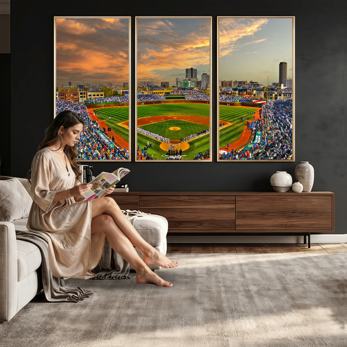 45635-MGV-CV-36X24 - Chicago Wrigley Field Wall Art Canvas Print