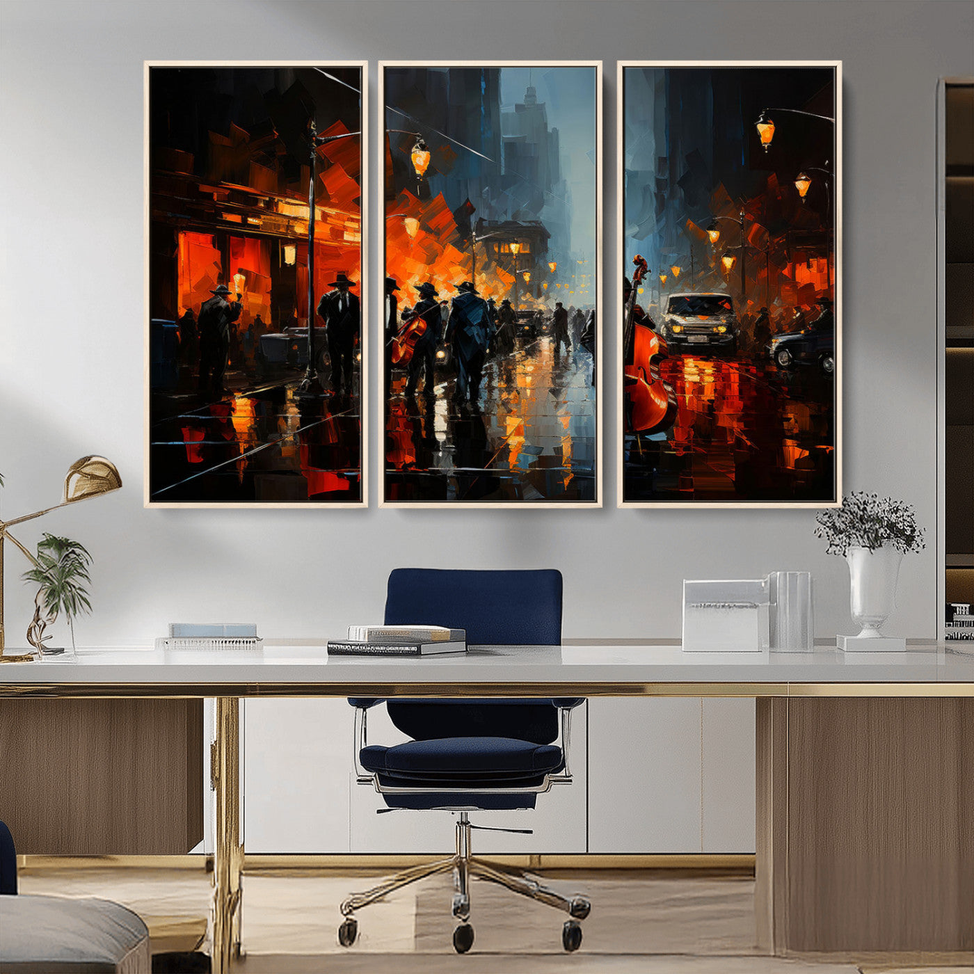 MGV-FC-48X32-3P - Winston Porter Jazz Wall Art - African American Music Canvas - Abstract Colorful Music Art - Framed