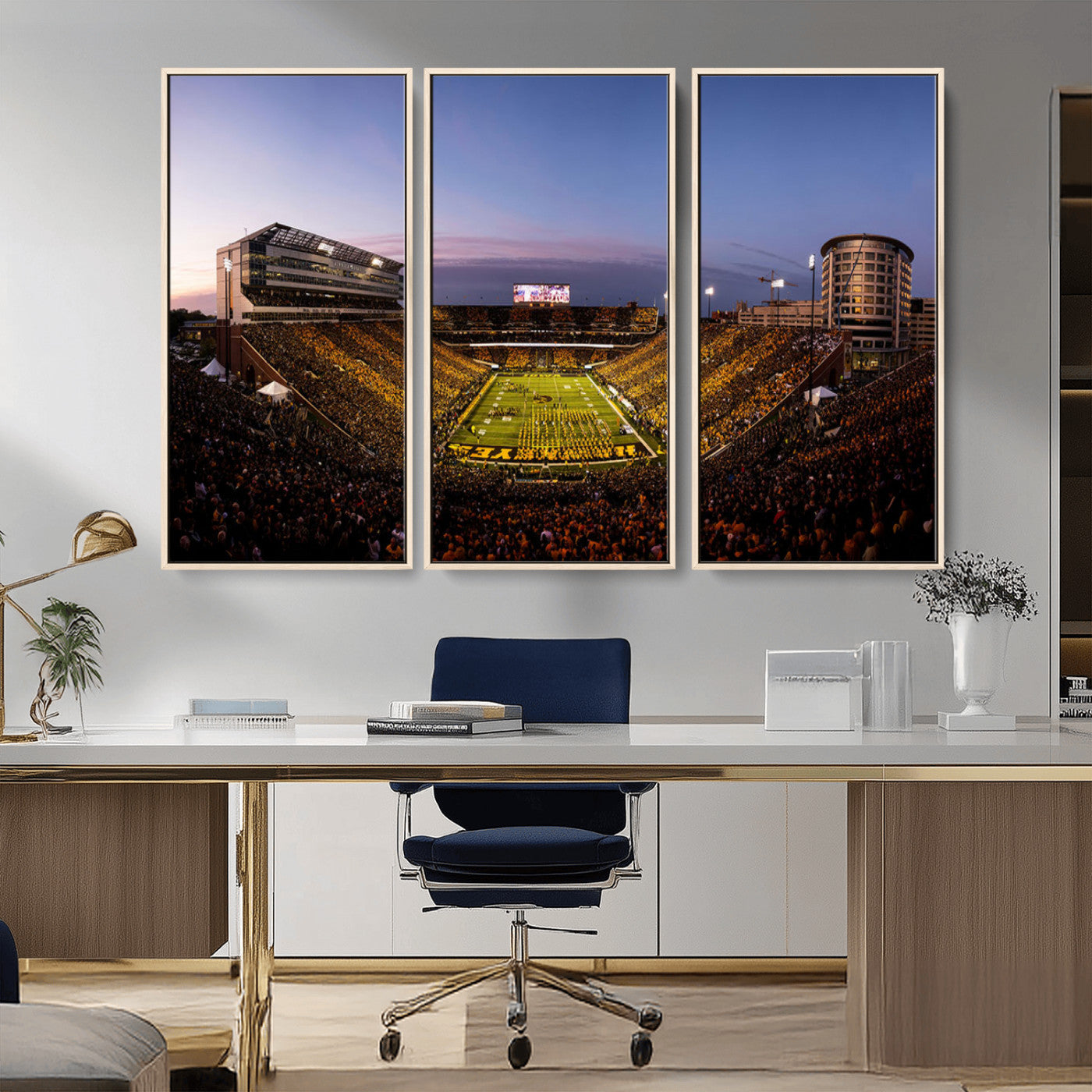 MGV-FC-48X32-3P - Iowa Hawkeyes Kinnick Stadium Wall Art Canvas Print, Framed Iowa Hawkeyes Kinnick Stadium Canvas