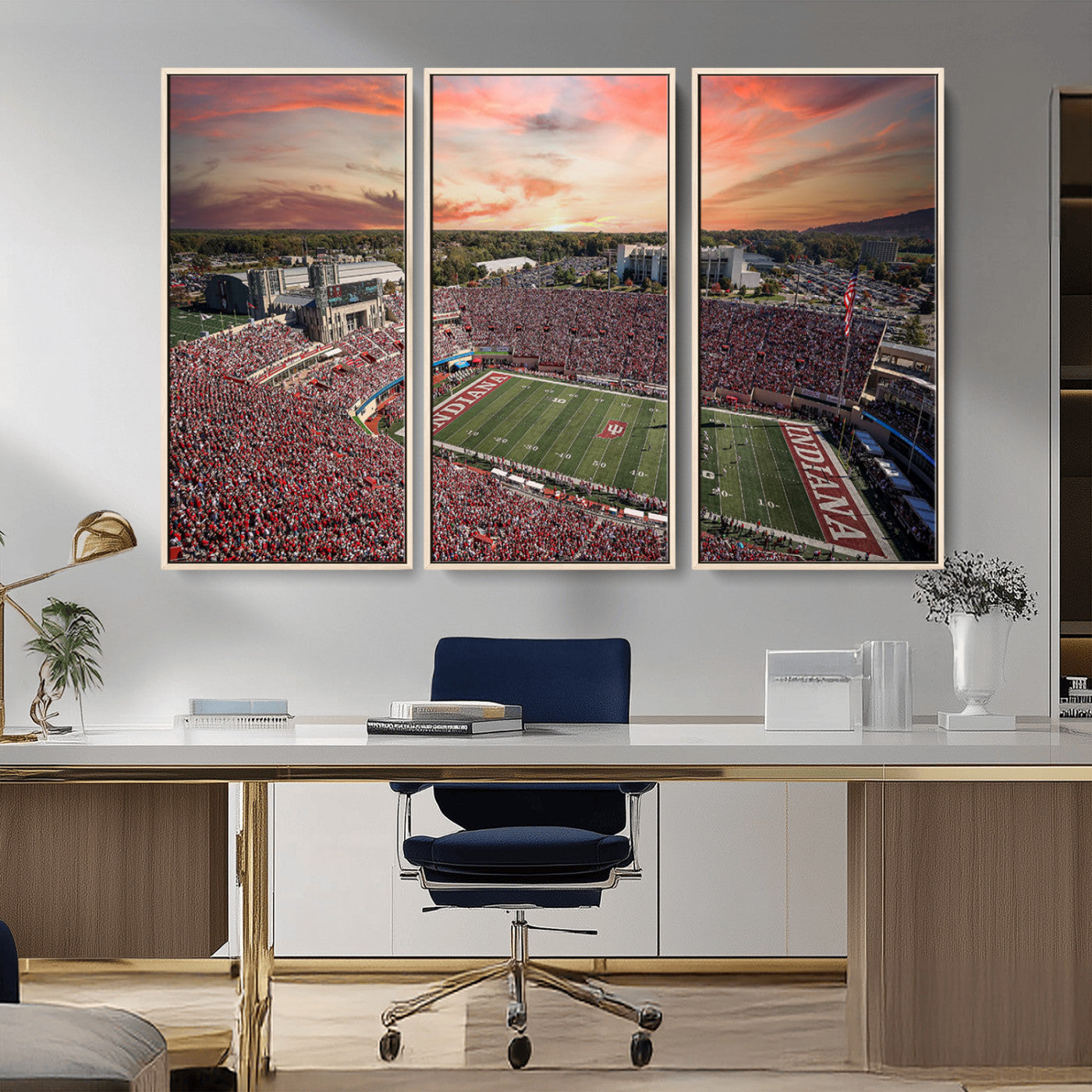 MGV-FC-48X32-3P - Indiana Memorial Stadium Wall Art Canvas Print, Framed Studium Canvas Art, Indiana Memorial Stadium