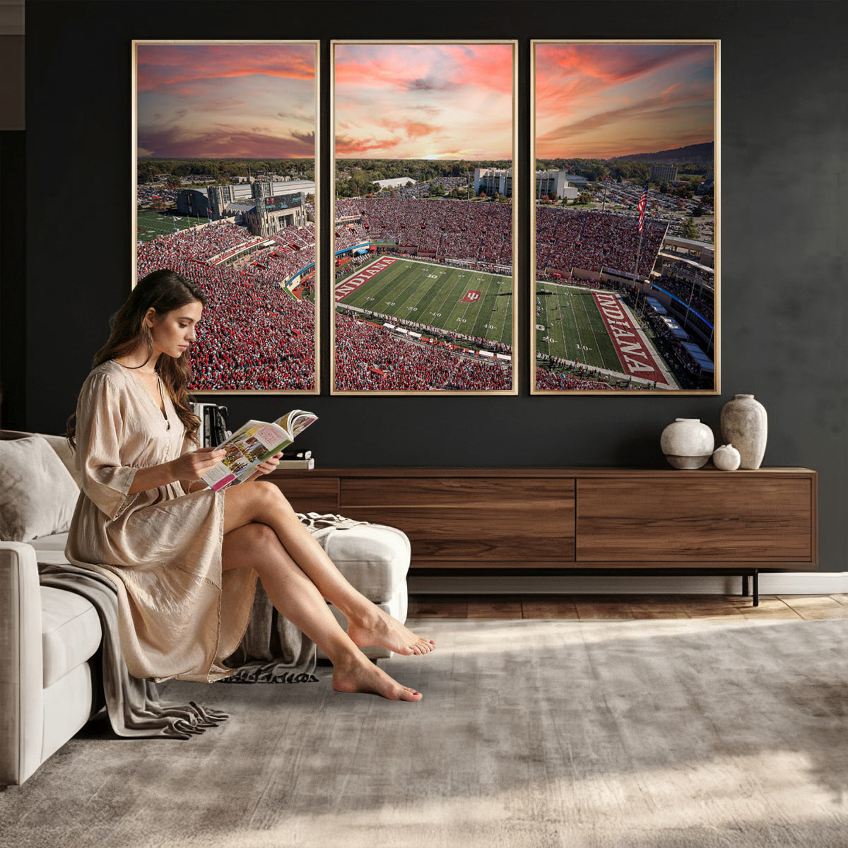 51135-MGV-CV-36X24 - Indiana Memorial Stadium Wall Art Canvas Print