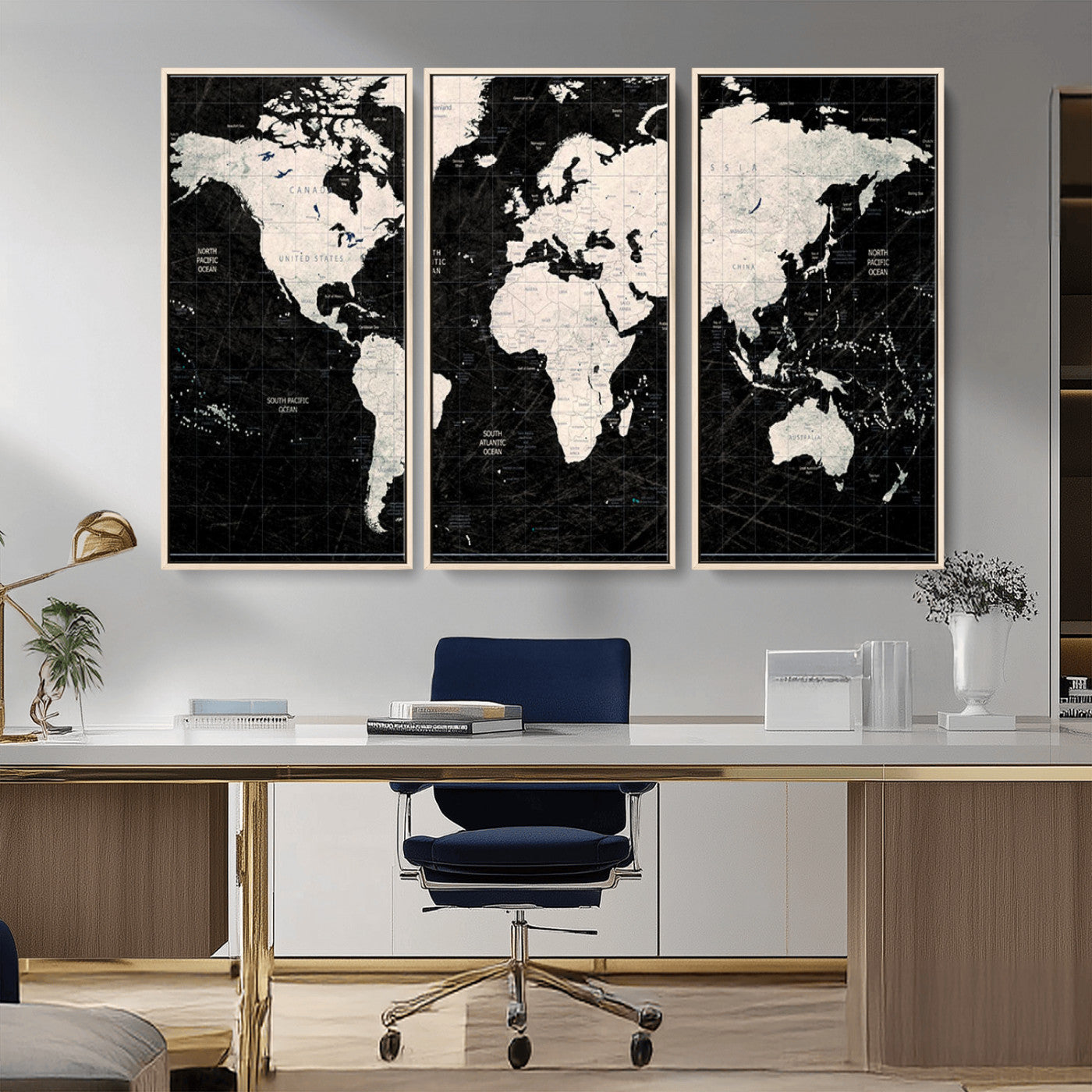 MGV-FC-48X32-3P - Push Pin World Map Canvas Print – Framed Wall Art for Couples to Track Their Travels – Anniversary