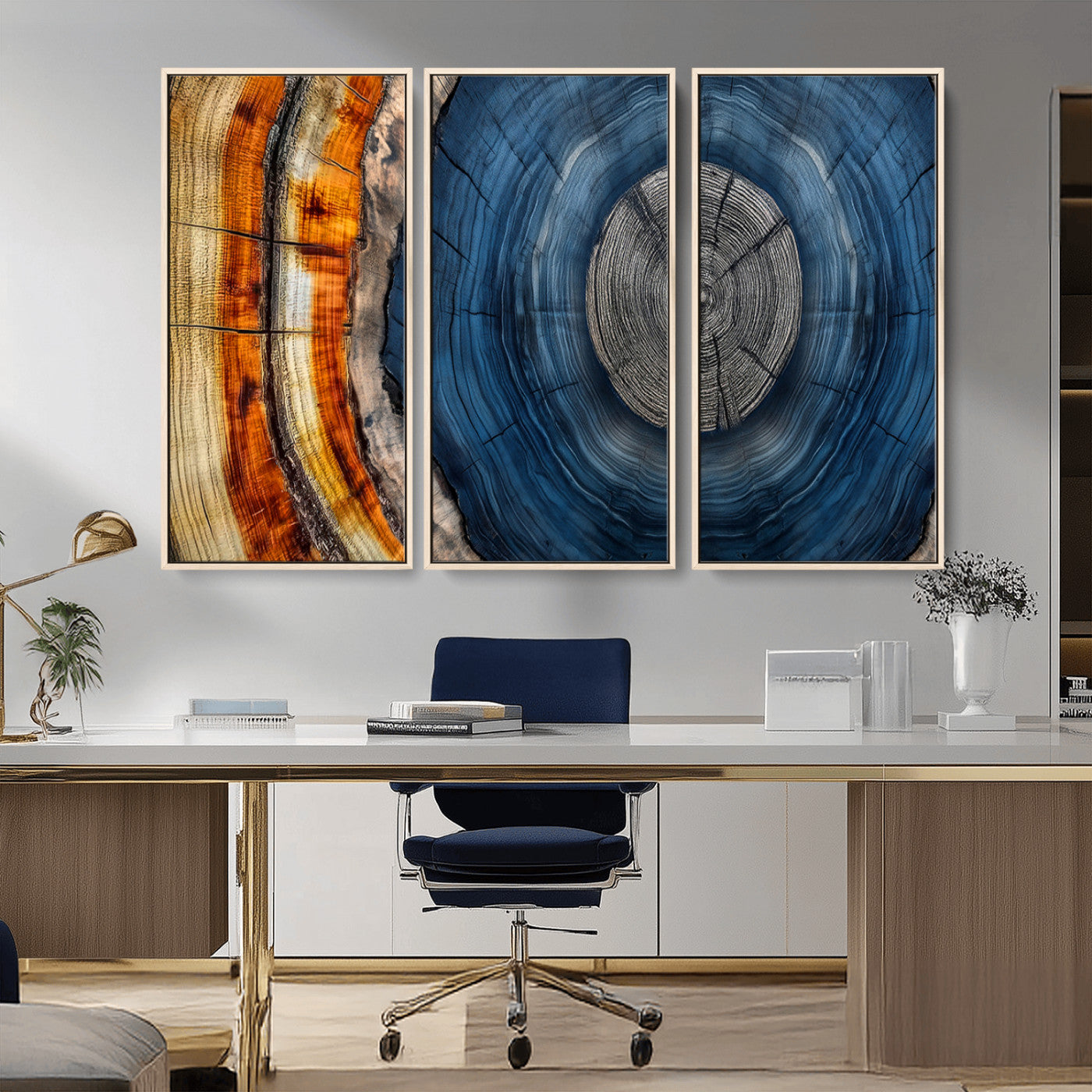 84489410-MGV-CV-36X24-Abstract Framed Tree Rings Wall Decor, Wood Grain Rings Artwork Print, Nature Woodland Modern Wall Decor for Barn Wall, Farmhouse Decor