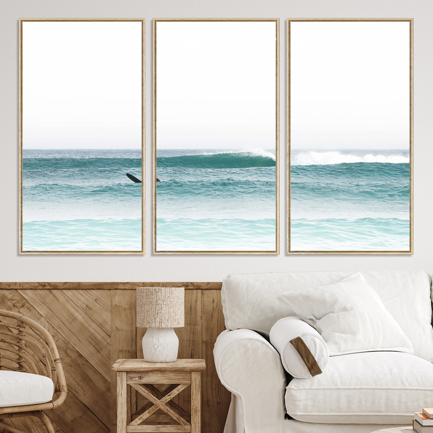 56345117-MGV-CV-36X24-Surfing Wall Art Canvas Print, Framed Ocean Art Picture Print, Waves Perfect Minimalist Decor