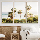 94707294-MGV-CV-36X24-California Coast Wall Art Canvas Print, Framed Palm Trees Art Picture Print, Coastal Landscape Perfect Coastal Minimalist Decor