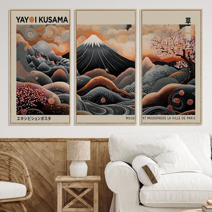 Yayoi Kusama Wall Art Canvas, Large Abstract Print, Framed Kusama Polka Dot Art Print, Yayoi Kusama Wall Decor