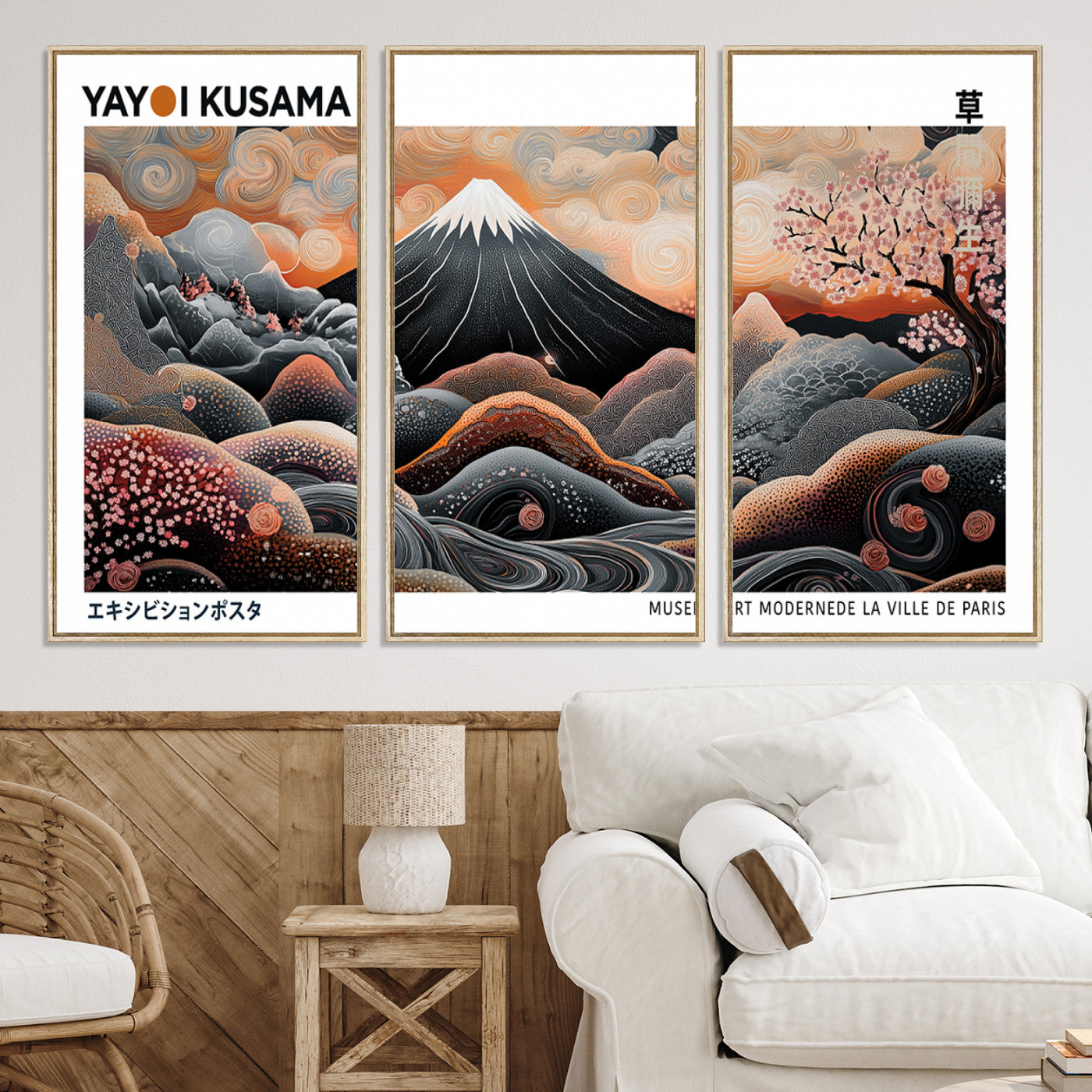 63125329-MGV-CV-36X24-Yayoi Kusama Wall Art Canvas Print, Framed Contemporary Dot Art Picture Print, Japanese Style Perfect Japanese Decor