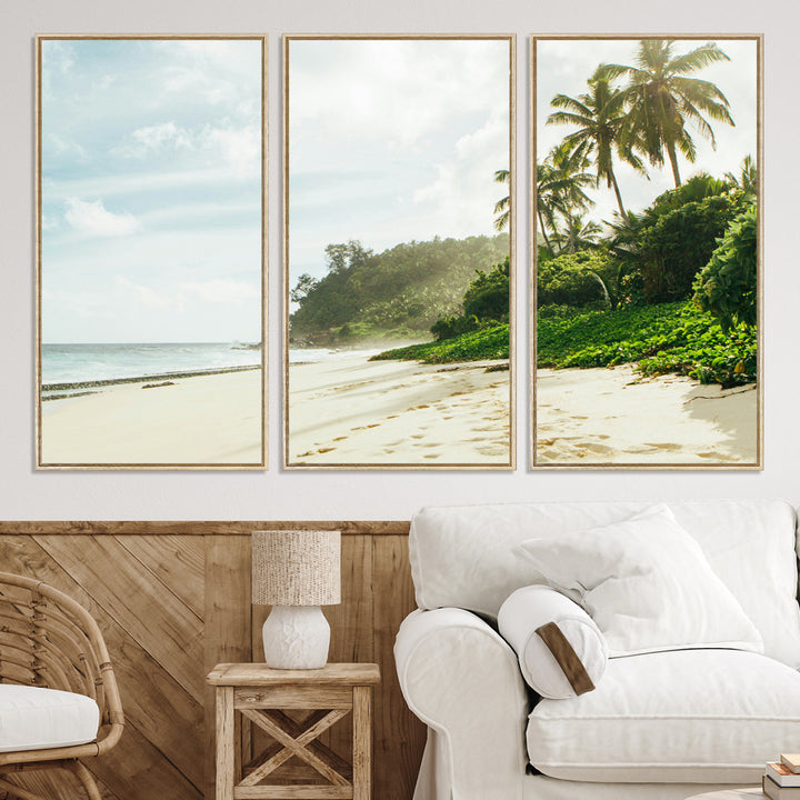 Relaxing Beach Wall Art Canvas Print, Framed Ocean View Art Picture Print, Coastal Serenity Perfect Tropical Coastal Decor Artwork