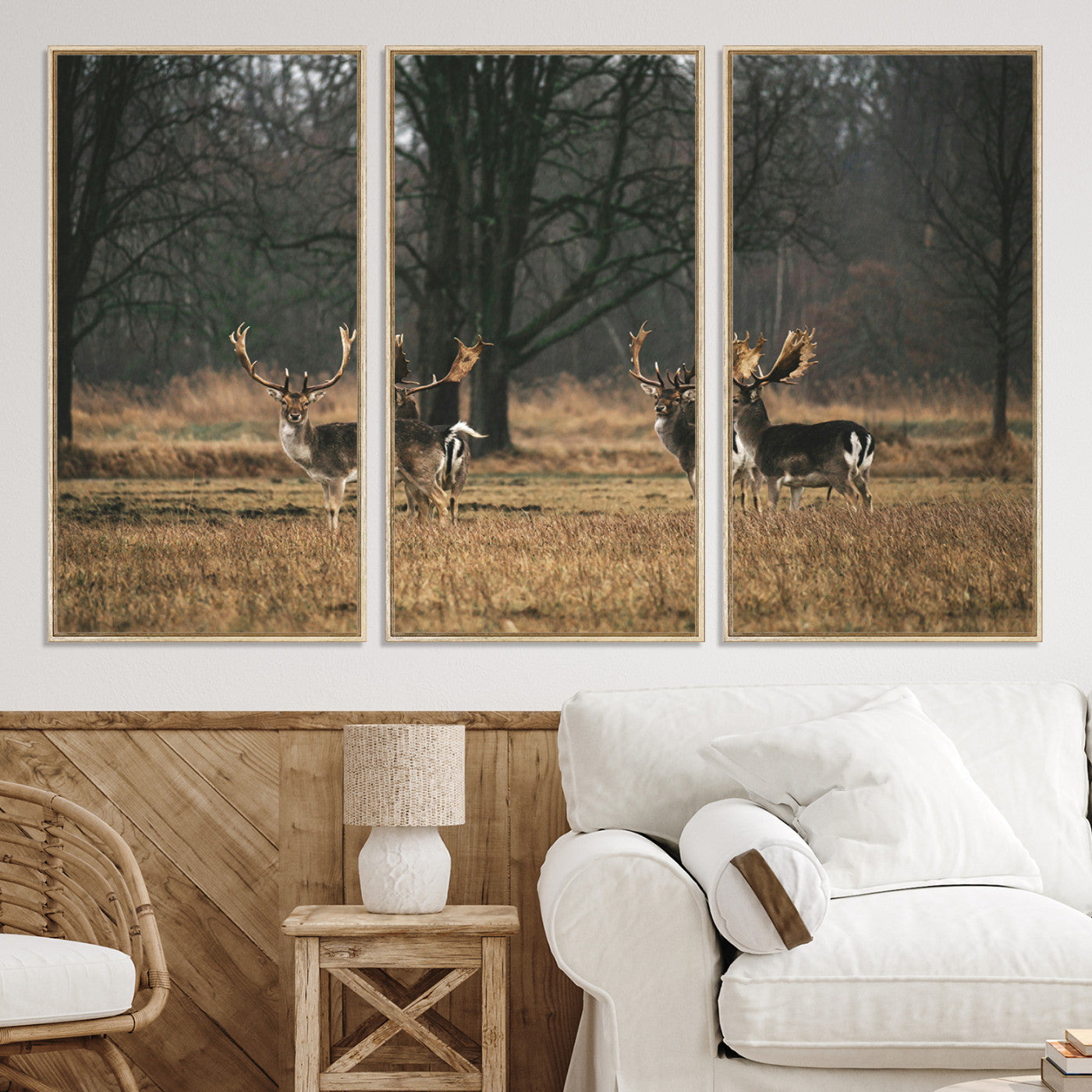 55348744-MGV-CV-36X24-Deer Photography Wall Art Canvas Print, Framed Rustic Wildlife Art Picture, Rustic Deer Wall Art Print