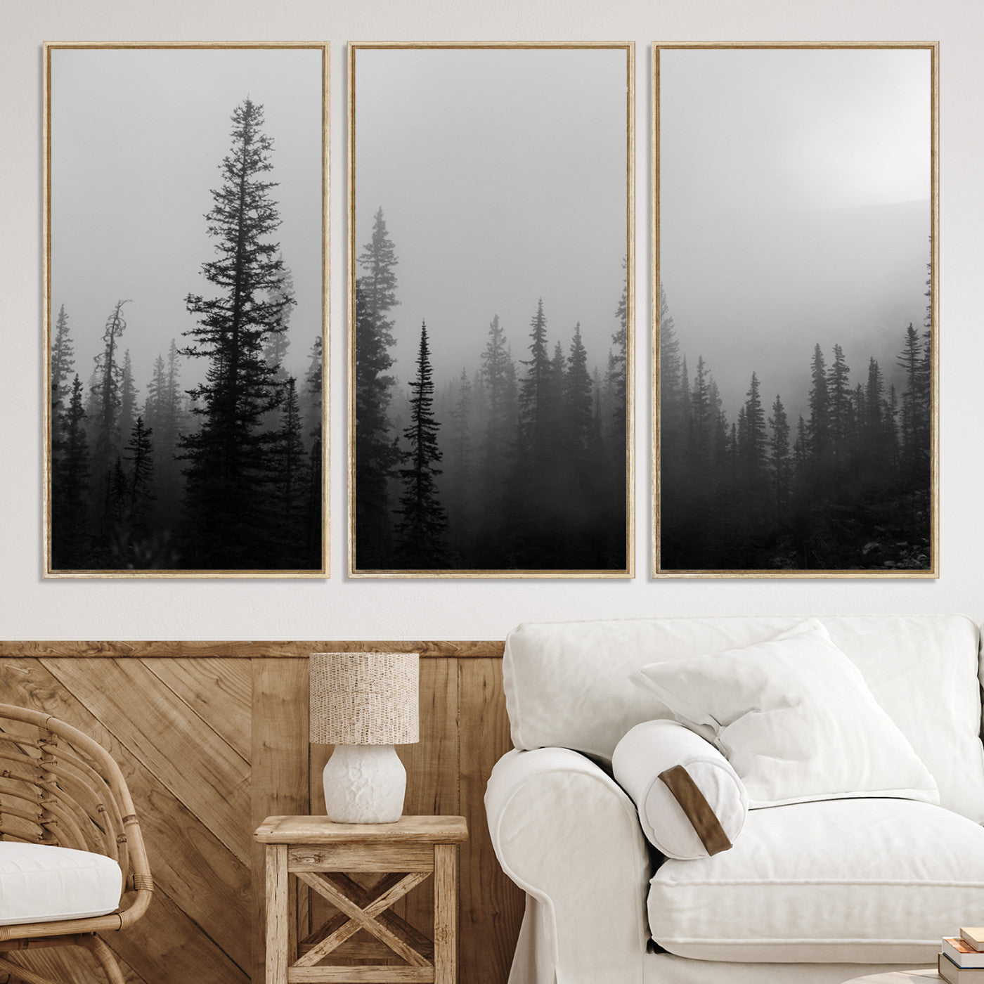 73138900-MGV-CV-36X24-Misty Pines Wall Art Canvas Print - Perfect Rustic Decor