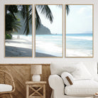 18311030-MGV-CV-36X24-Tropical Beach Wall Art Canvas Print, Framed Serene Ocean Art Picture Print, Palm Tree Shadows Perfect Tropical Coastal Decor Artwork