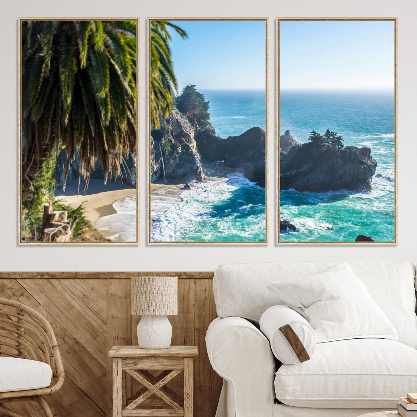 49714835-MGV-CV-36X24-Big Sur Photography Wall Art Canvas Print, Framed California Coastline Art Picture Print, Tropical Seascape Perfect Coastal Minimalist Decor
