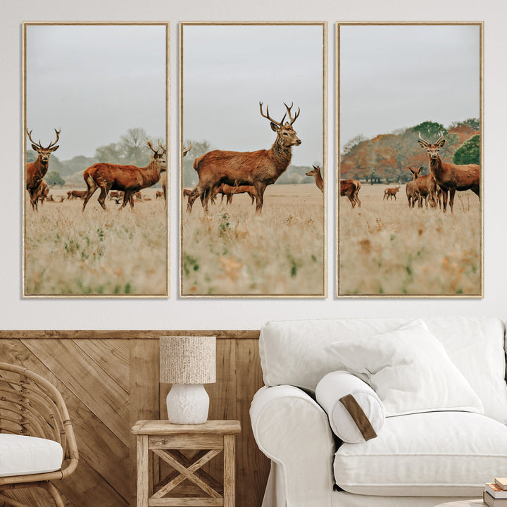 Rustic Deer Print Wall Art Canvas Print