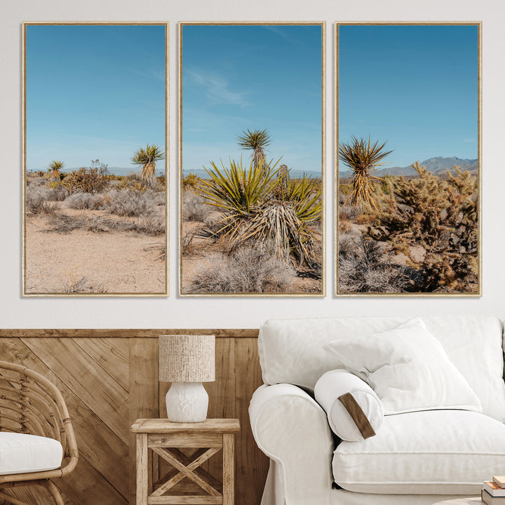Joshua Tree Wall Art Canvas Print, Desert Landscape Print, Framed Warm Earth Tones Art Print, Large California Southwest Printing