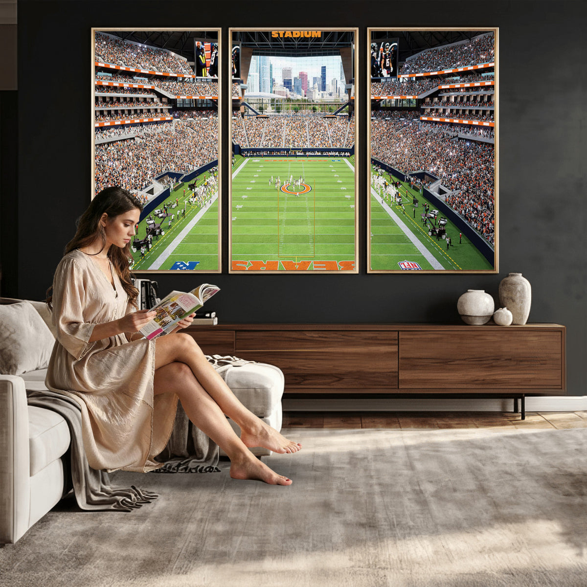 76935553-PAN-FL-20X10 - Chicago Bears Soldiers Field Wall Art Canvas Print, Home Office Wall Decor