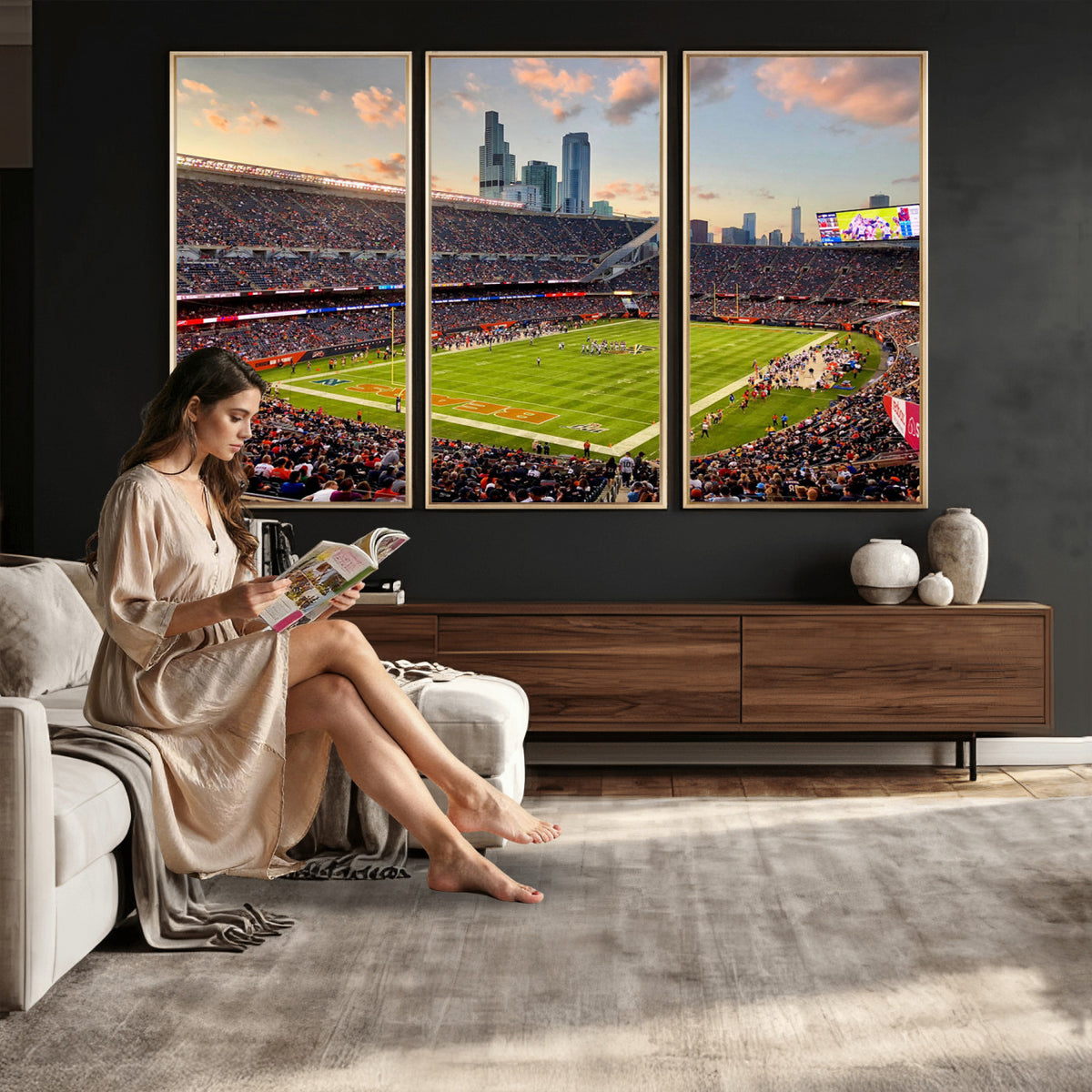 55377093-PAN-FL-20X10 - Chicago Bears Soldiers Field Wall Art Canvas Print, Man Cave Wall Decor