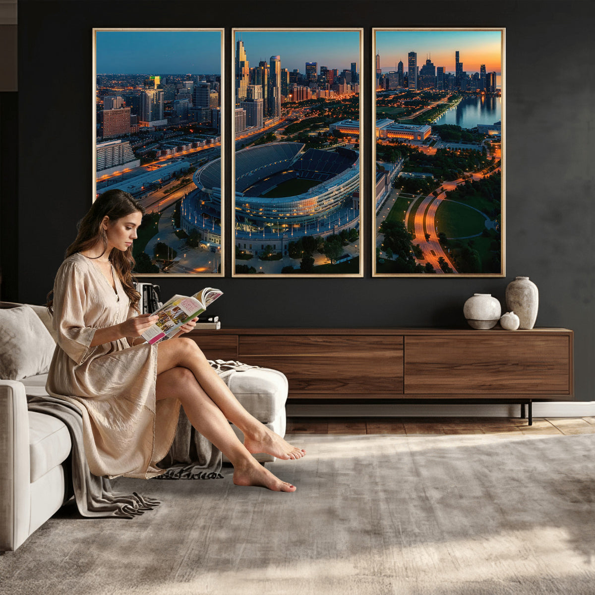 36690345-MGV-CV-36X24 - Chicago Bears Soldiers Field Wall Art Canvas Print