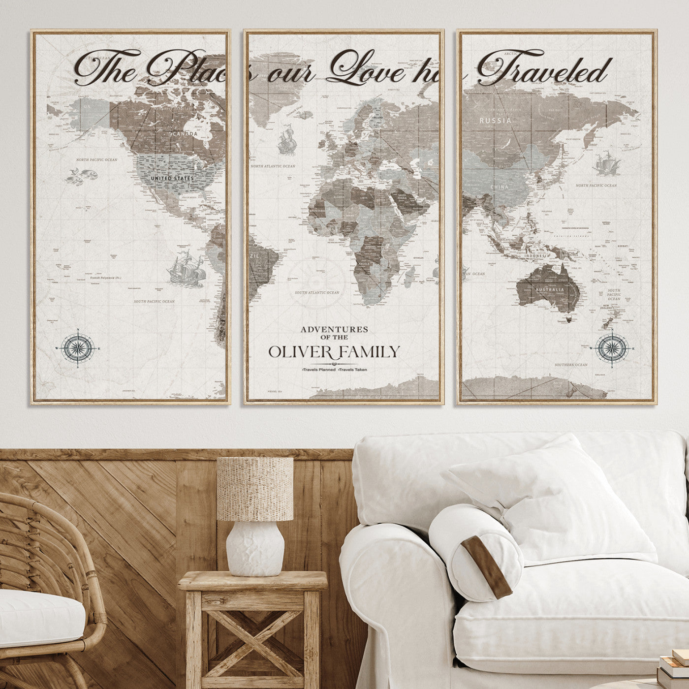 88245481-MGV-CV-36X24-Custom Push Pin World Map Wall Canvas Print – Personalized Travel Tracker with Pins – Framed Large Multi-Size Canvas for Home Office Decor