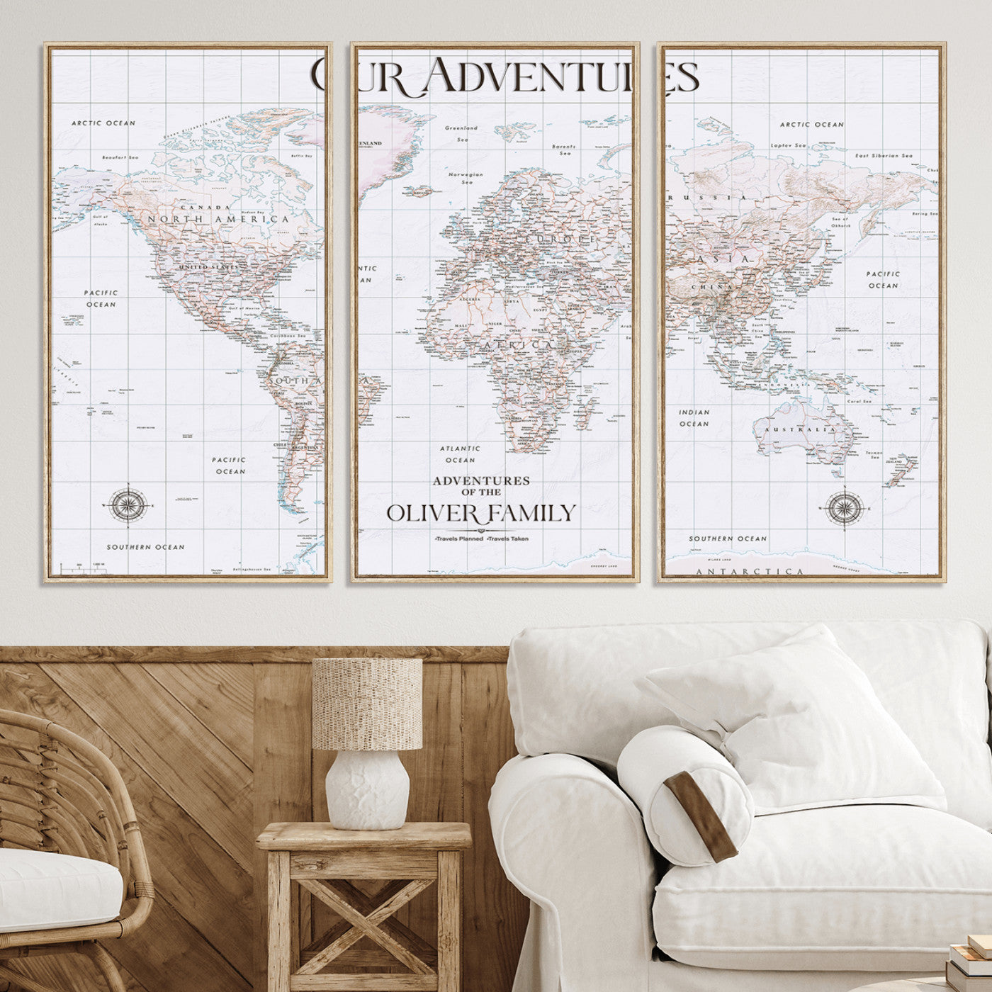 40041157-MGV-CV-36X24-Custom Push Pin World Map Wall Canvas Print – Personalized Travel Tracker with Pins – Framed Large Multi-Size Canvas for Home Office Decor
