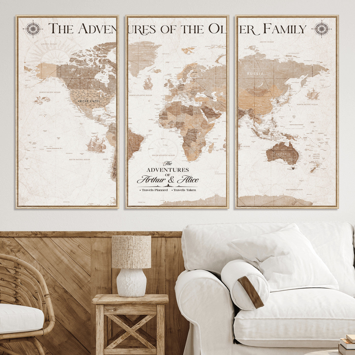 58395047-MGV-CV-36X24-Custom Push Pin World Map Wall Canvas Print – Personalized Travel Tracker with Pins – Framed Large Multi-Size Canvas for Home Office Decor