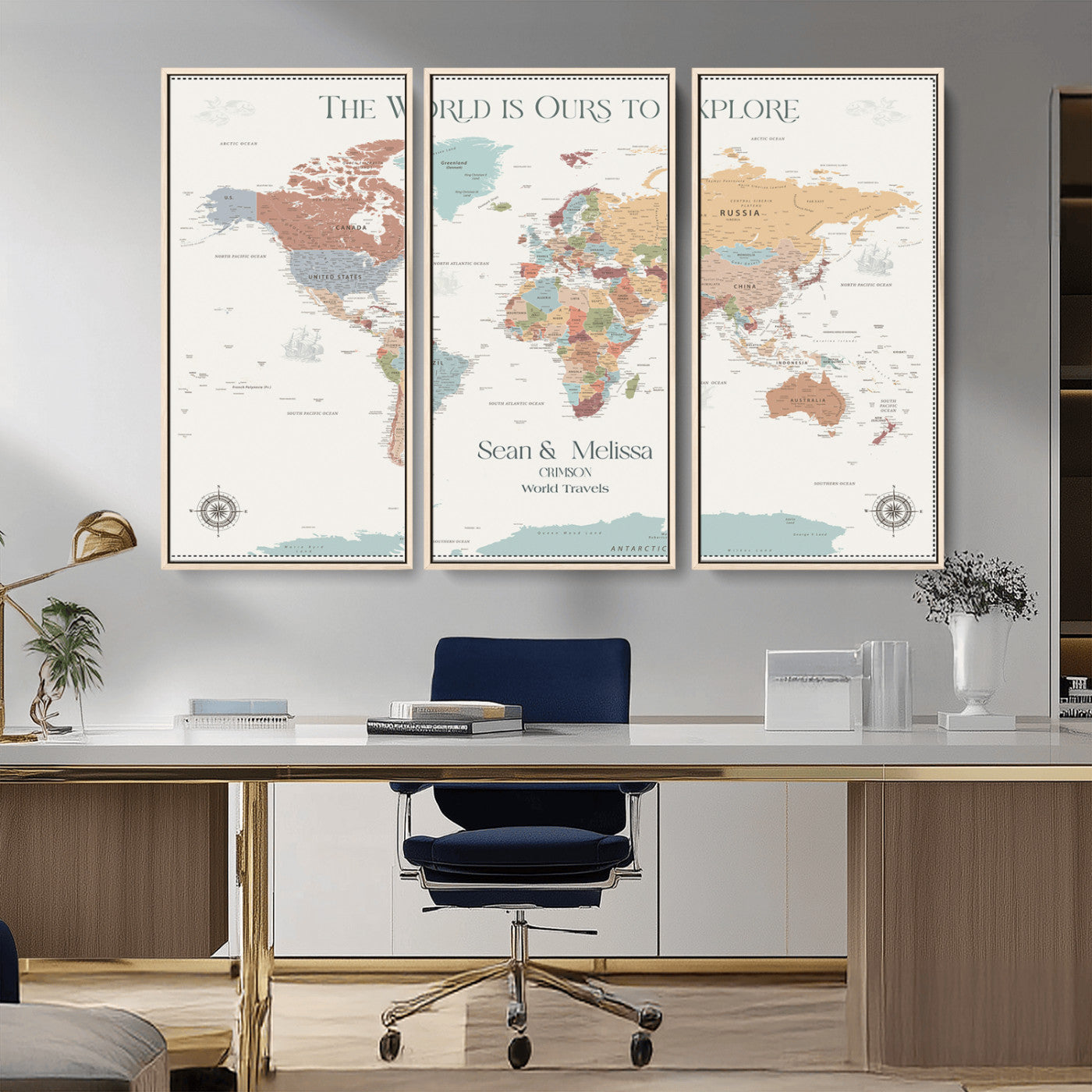 90968866-MGV-CV-36X24-Custom Push Pin World Map Wall Canvas Print – Personalized Travel Tracker with Pins – Framed Large Multi-Size Canvas for Home Office Decor