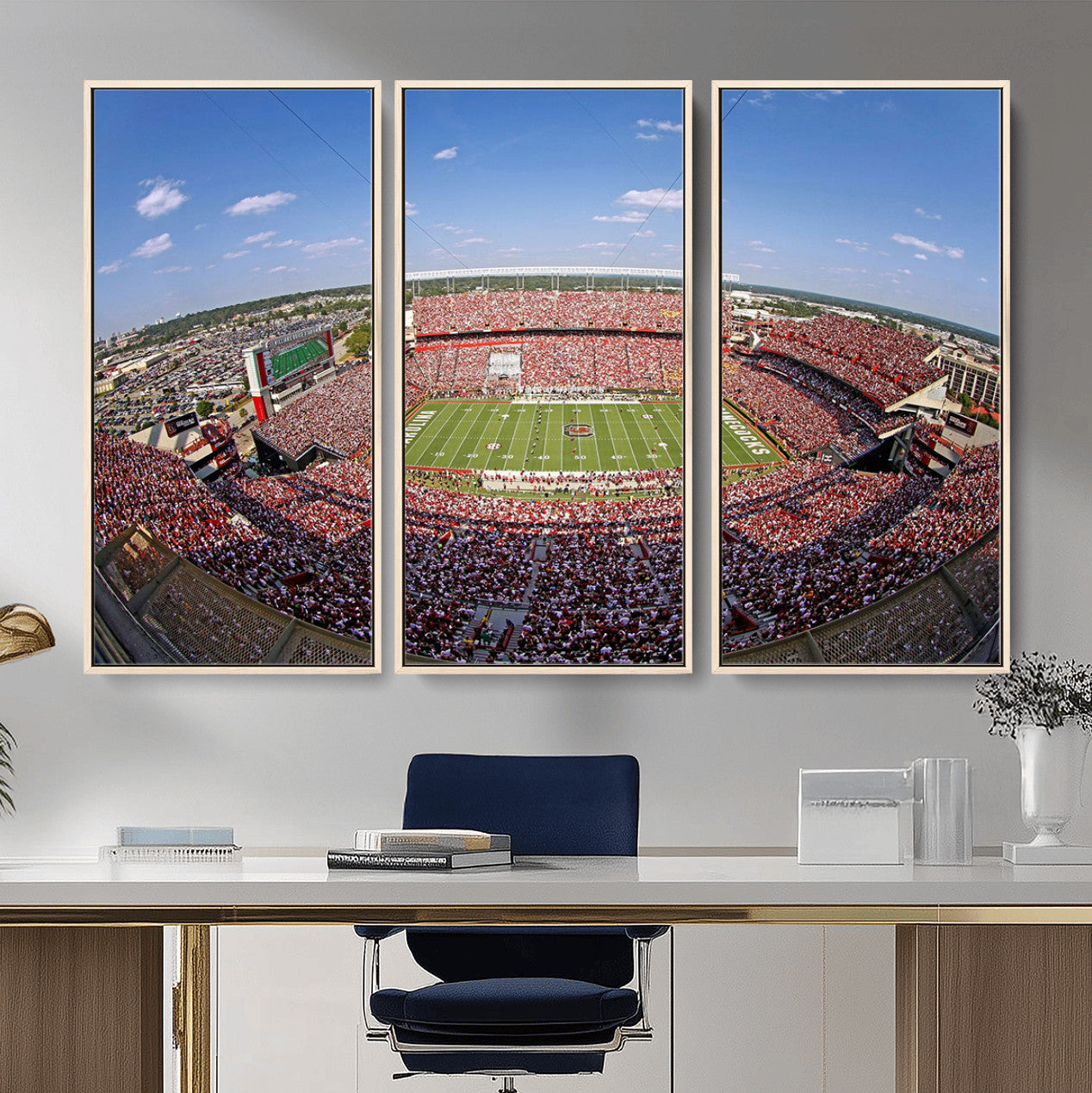 29492070-MGV-FC-48X32-3P - William Brice Stadium Wall Art Canvas Print – Stadium Crowd Sports Field Outdoor Event Football Game Artwork for Home Office
