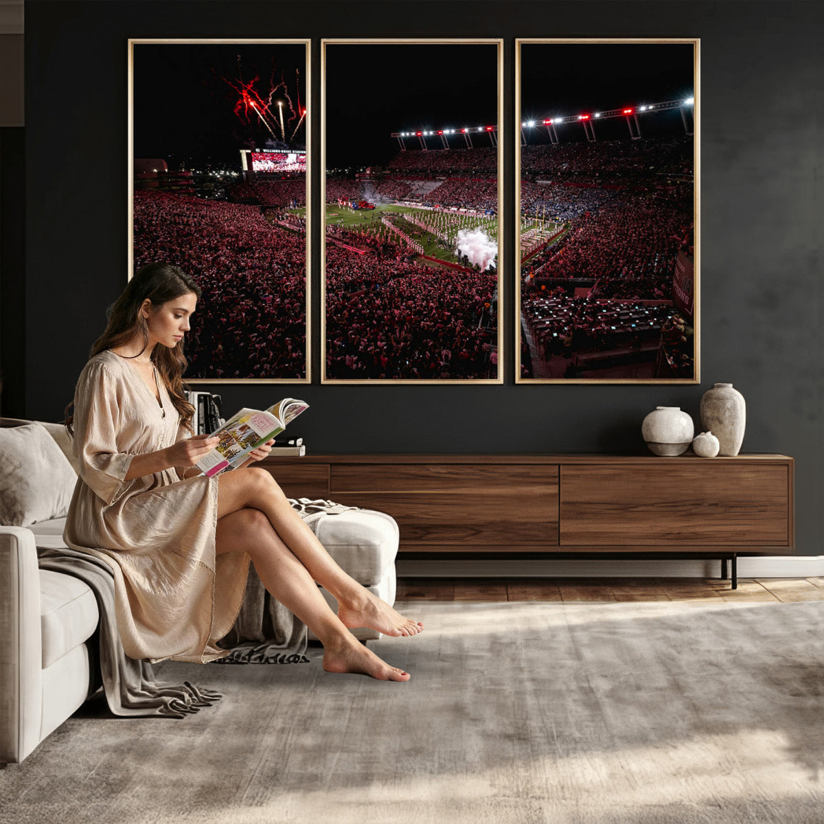 60690191-MGV-CV-36X24 - William Brice Stadium Wall Art Print, Baseball Game Room