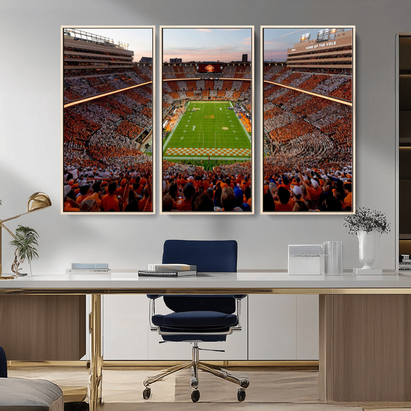 37160229-MGV-CV-48X32-3P-Tennessee Neyland Stadium Wall Art Print, Sports Arena Canvas Wall Art, Panoramic Stadium Canvas Print, Modern Athletic Field Art Printing