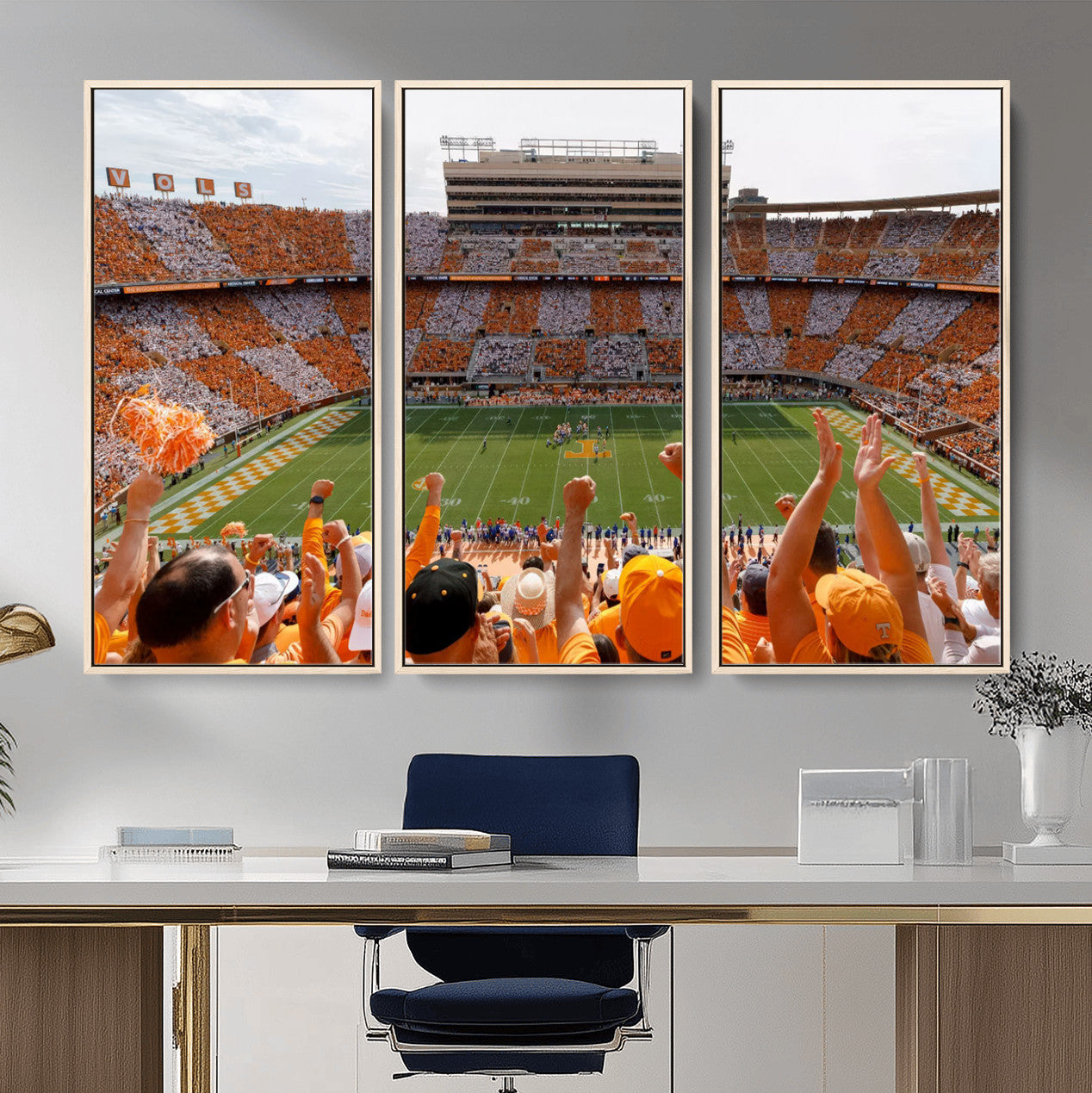 76011417-MGV-FC-48X32-3P - Tennessee Neyland Stadium Wall Art, Sports Arena Canvas Print, Panoramic Stadium Artwork for Home, Office
