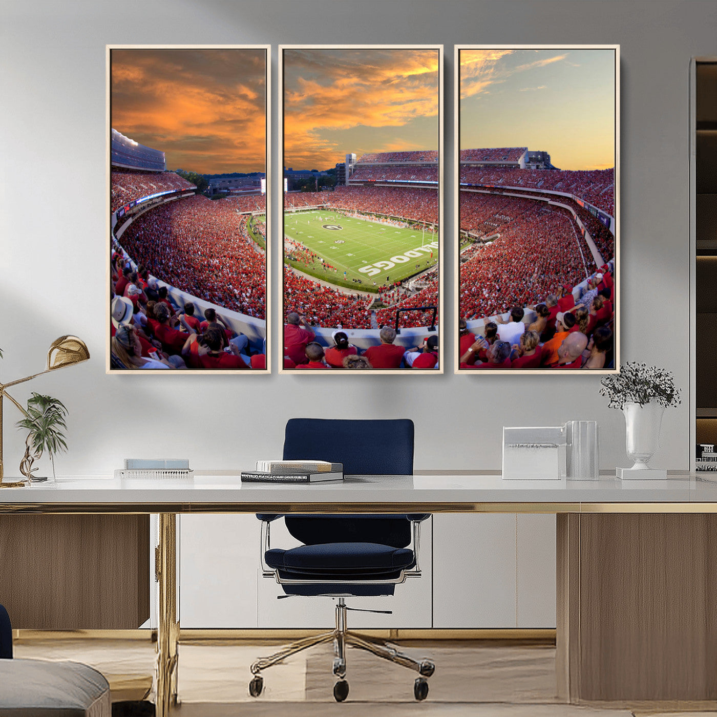 73680988-MGV-CV-48X32-3P-Dooley Stadium Wall Art Print, Sports Arena Canvas Wall Art, Dooley Field at Sanford Stadium Canvas Print, Modern Athletic Field Art Printing