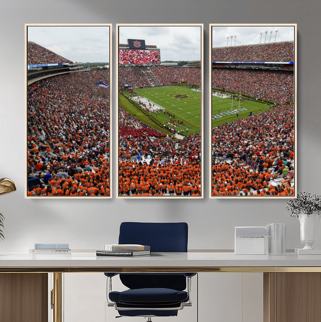 39597998-MGV-CV-36X24-Jordan-Hare Stadium Wall Art Canvas Print, College Sports Art for Man Cave or Game Room, Framed Alabama Football Decor