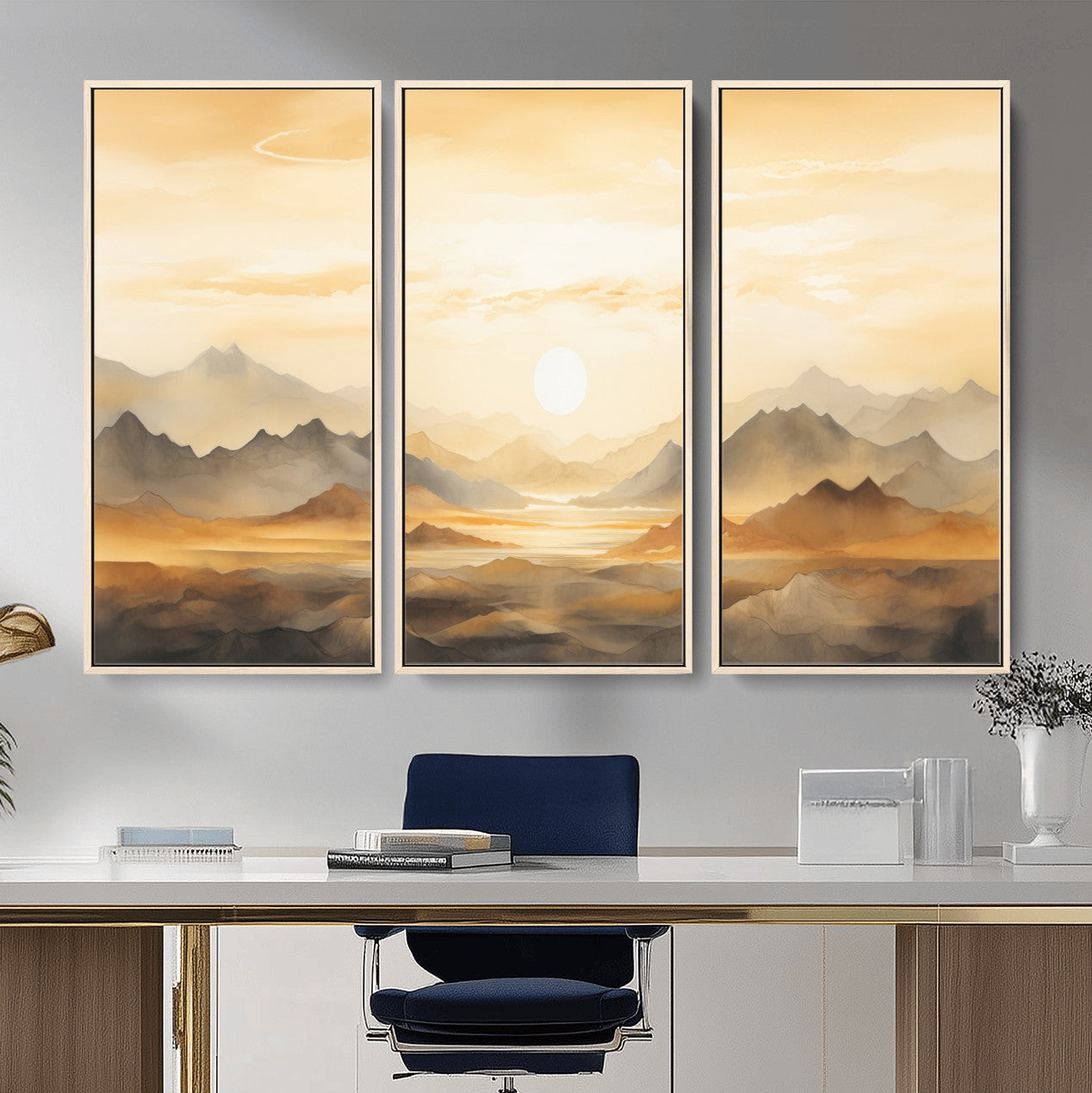 Nihat1-29-MGV-CV-36X24-Sepia Color Abstract Mountain Wall Art Canvas Print