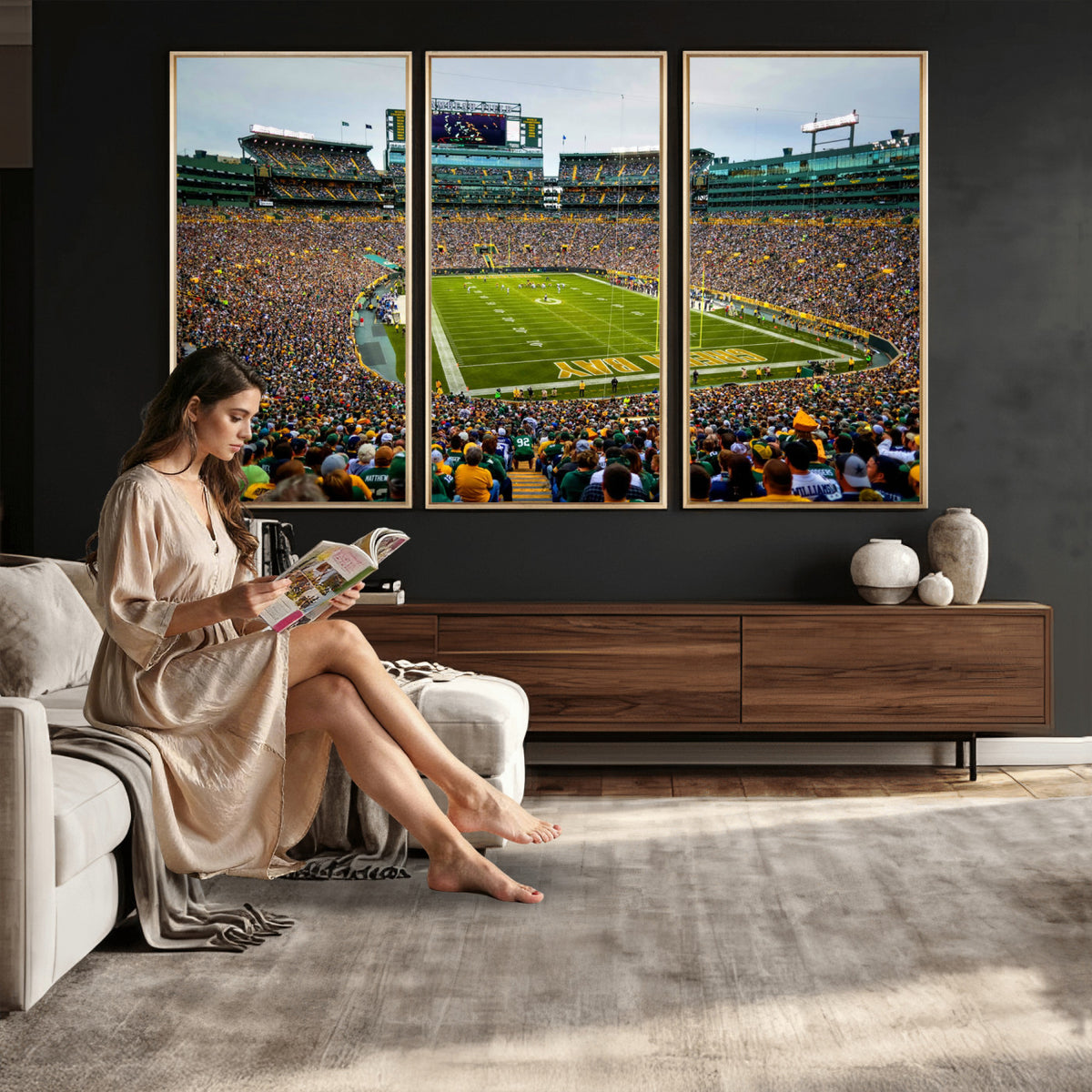 GBP101-MGV-CV-36X24 - Green Bay Packers Lambeau Field Stadium Wall Art Canvas Print