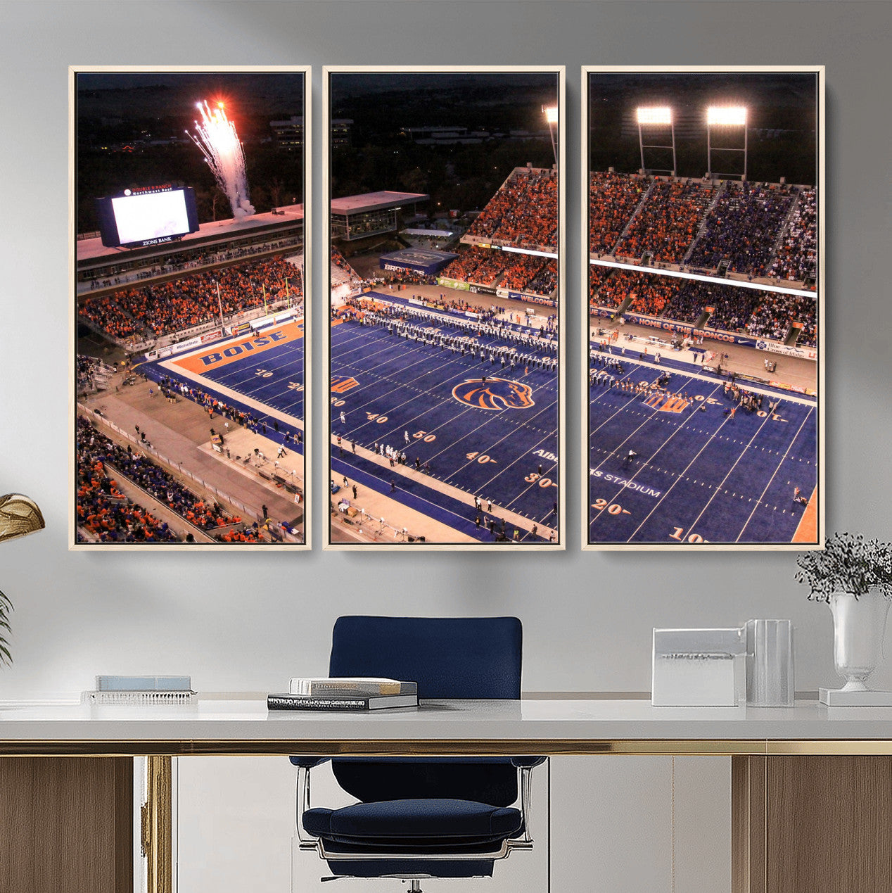 BS1001S-MGV-FC-48X32-3P - Boise State Broncos Albertsons Stadium Wall Art Canvas Print