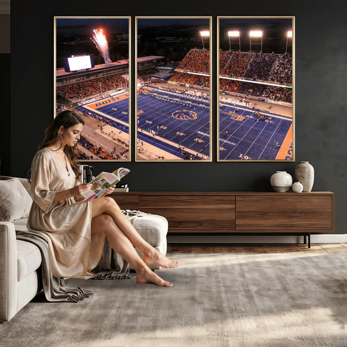 BS1001S-MGV-CV-36X24 - Boise State Broncos Albertsons Stadium Wall Art Canvas Print