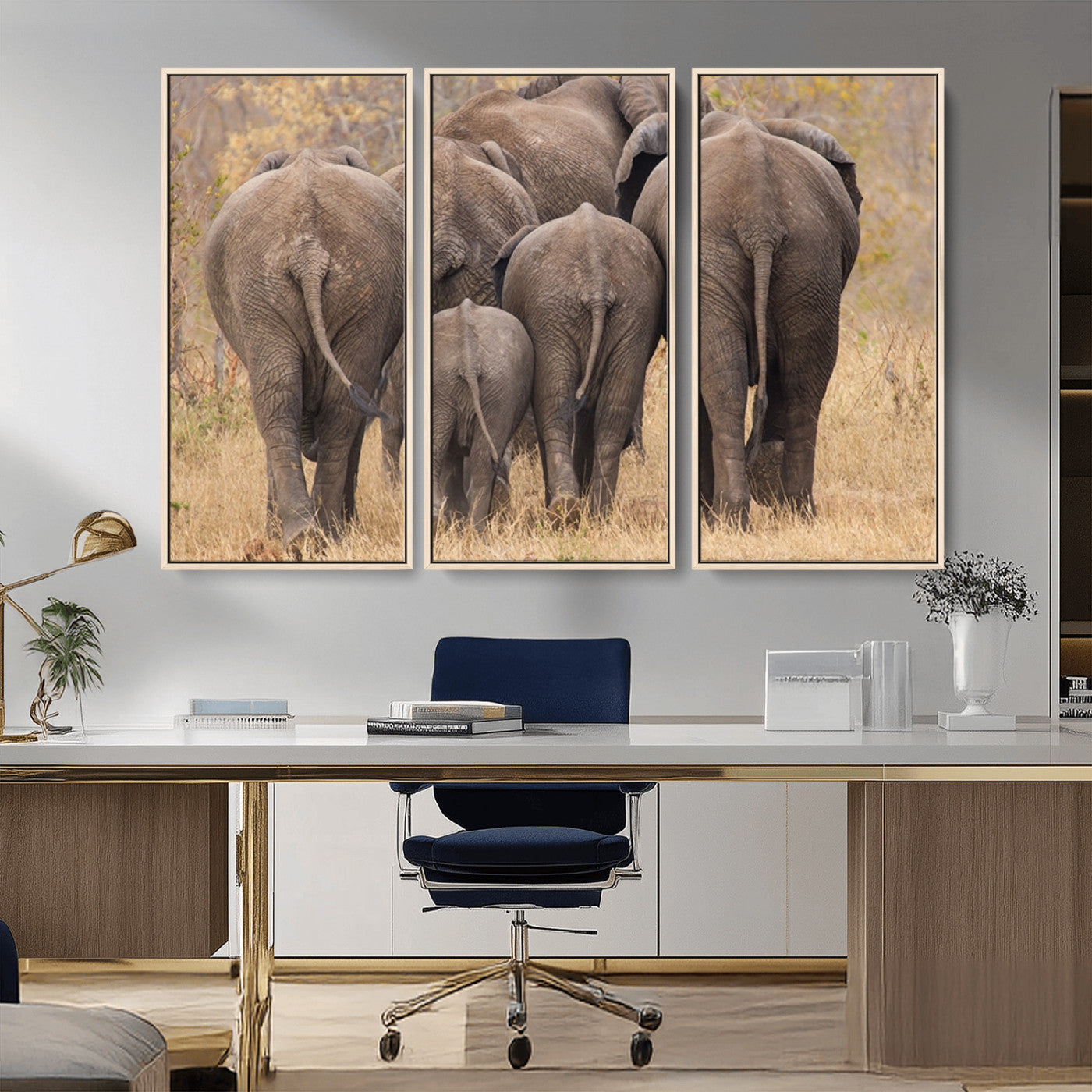 MGV-FC-48X32-3P - Wild Elephant Wall Art Canvas Print