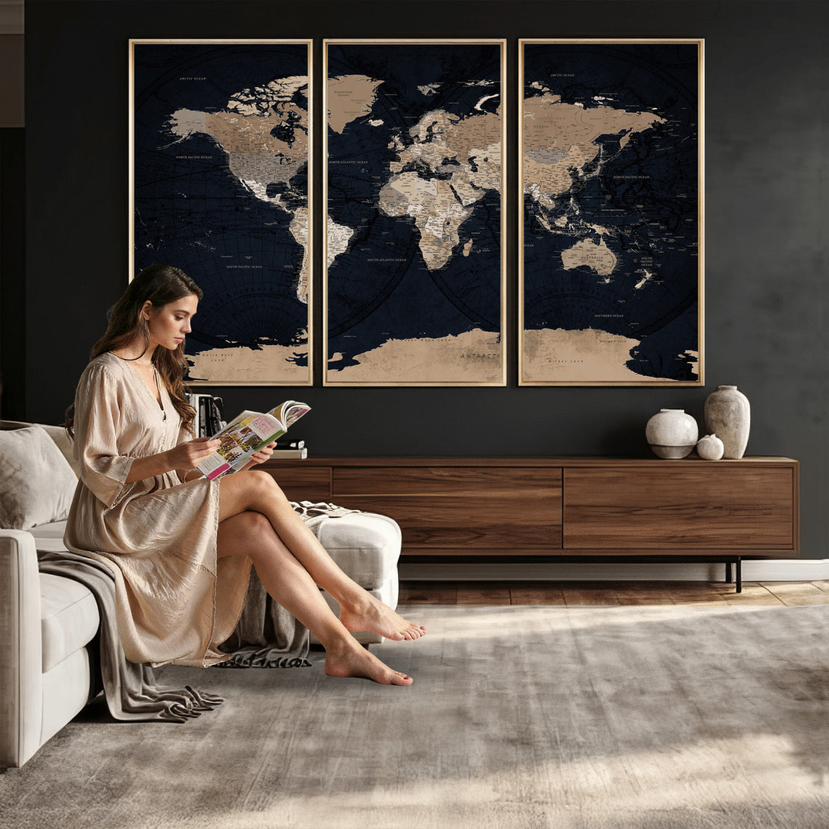 25812727-MGV-CV-36X24 - Grunge Wall Art World Map Canvas Print