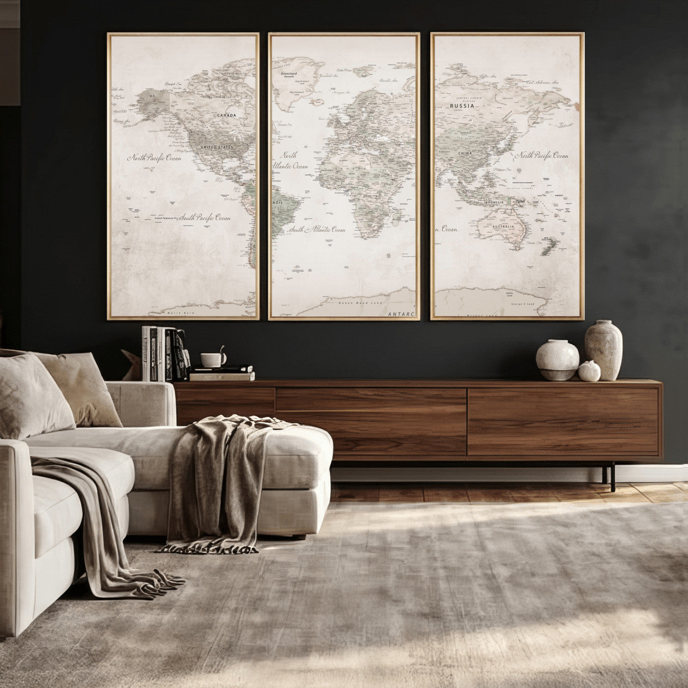 90355419-MGV-CV-36X24 - World Map Wall Art Canvas Print, Modern Decorative Framed Map Artwork Prints for Living Room, Office, Bedroom Wall Decor