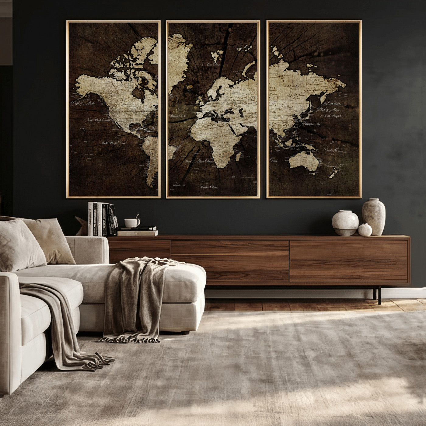 40991509-MGV-CV-36X24 - World Map Wall Art Canvas Print, Modern Decorative Framed Map Artwork Prints for Living Room, Office, Bedroom Wall Decor