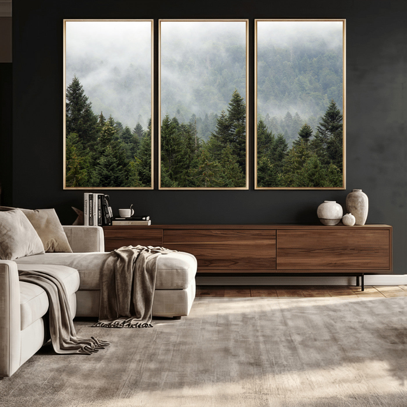 37010054-MGV-CV-36X24 - Misty Mountain Forest Wall Art Canvas Print