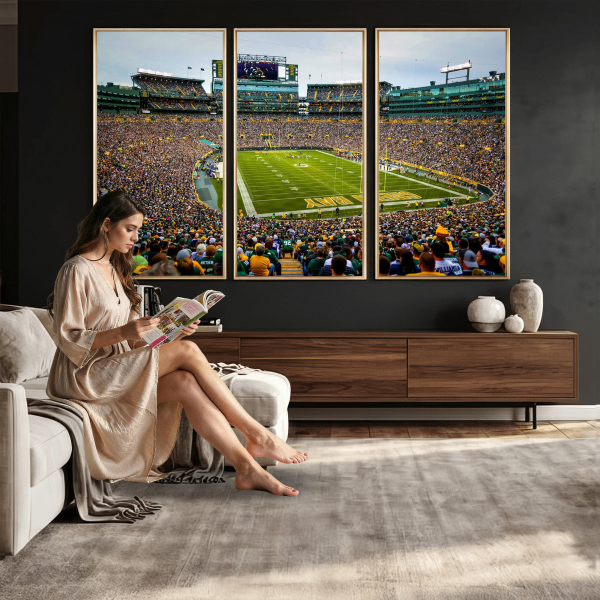 56521752-MGV-CV-36X24 - Green Bay Packers Stadium Wall Art Canvas Print, Lambeau Field