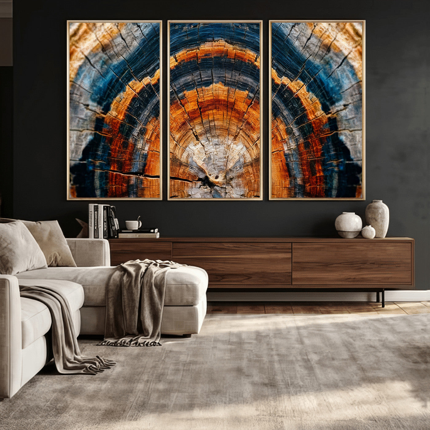 92693966N-MGV-CV-36X24 - Abstract Wood Grain Canvas Print, Tree Ring Pattern Wall Art, Framed Canvas Ready to Hang