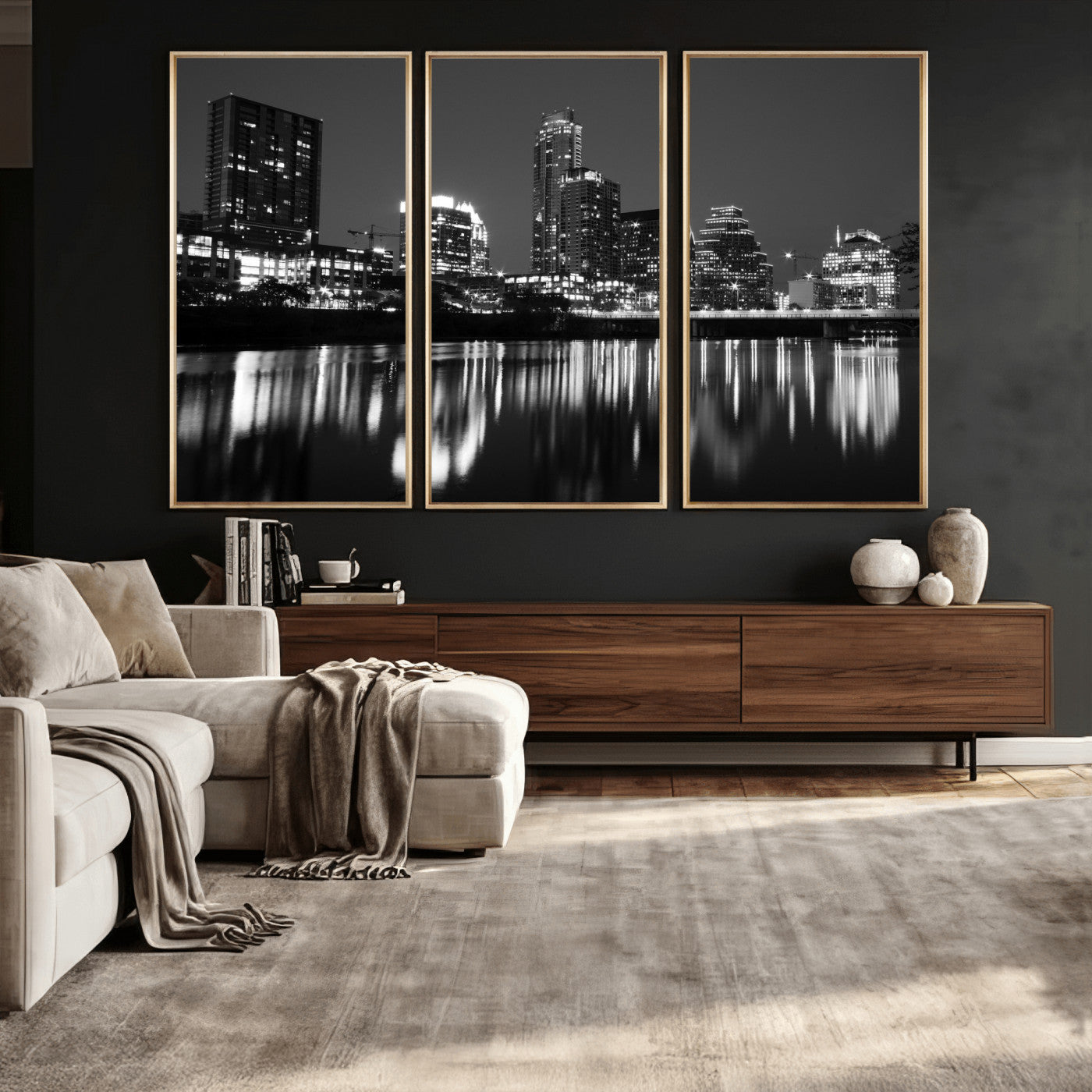 38129554-MGV-CV-36X24 - Austin Skyline Wall Art Canvas Print, Austin Downtown Night Cityscape Print for Modern Urban Wall Decor